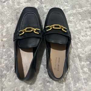 Call It Spring Black Loafers with Gold Chain